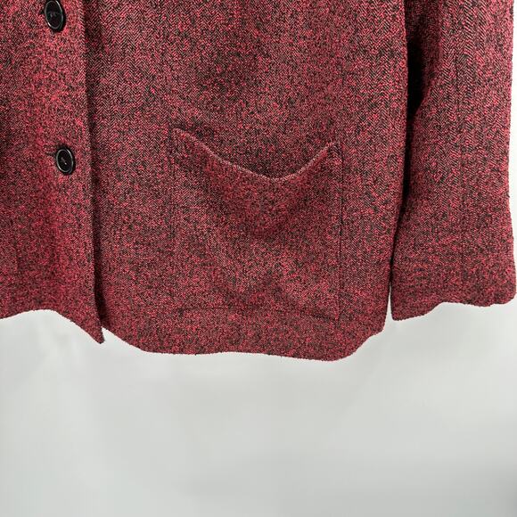 APPLESEEDS NWT Red & Black Tweed Notched Collar 3 Button Blazer // 18W - Picture 6 of 9